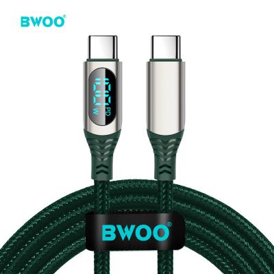 China Wholesale type c usb cable Charging+Data transfer BWOO digital display 5a nylon braided 100w fast charging usb c to usb c cable for sale