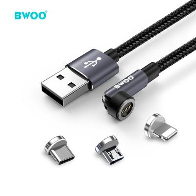 China 540 High Rotation BWOO Cable BWOO Magnetic Fast Return 540 Nylon Braided Fast Charger 3A 3 in 1 USB Magnetic Charging Cable for sale