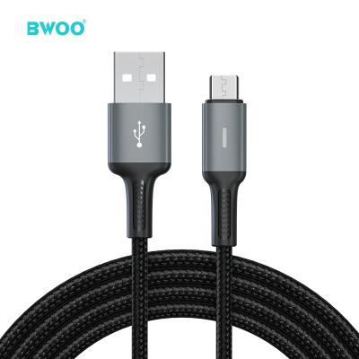 China Wholesale high speed data transfer BWOO v8 2a usb android data cable aluminum alloy+nylon braided led light micro usb charging cable for sale