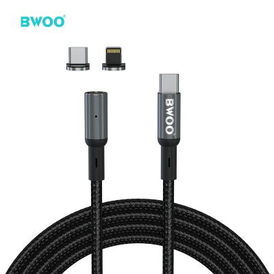 China Wholesale BWOO Charging+Data transfer 2 in 1 palladium 20w type c to light up cable nylon braided 60w fast charging magnetic usb c to c cable for sale