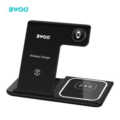 China Multifunctional LED Indicator BWOO Charger High Station ABS+PC High Material 15w Large 3 In 1 Foldable Wireless Charger for sale