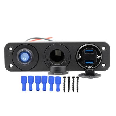 China Car Marine Boat Rv QC 3.0 Dual USB Ports With LED Voltmeter 12V Power Ignition Socket Outlet For Car Boat Rv Marine Switch Panel for sale