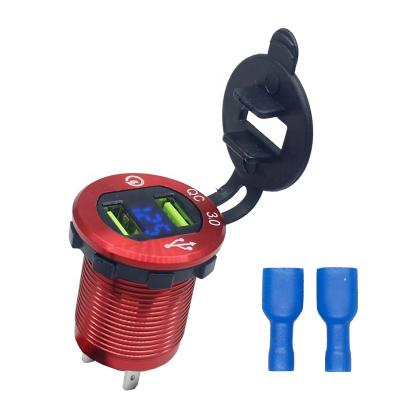 China New China-chic 3.0 LED Voltmeter 12V USB Charger Quick Charger Plug 24V Waterproof USB Car Power Fast Charger for sale