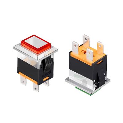 China kcd1 LED Metal Push Button 2NO 4pins Plastic Square Switch 220v 15A Green OG1913 Yellow Red for sale