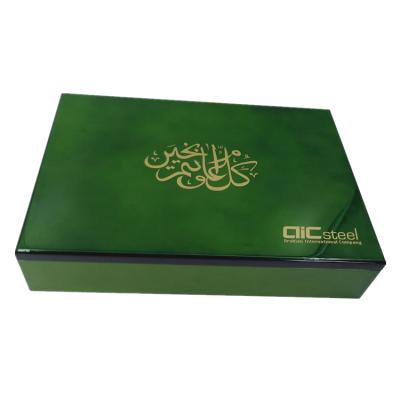 China Chocolate Packaging Factory Green Color Saudi Arabia Chocolate Customized Wooden Craft Except Date Box for sale