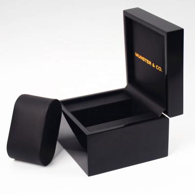 China Wooden Square Simple Professional Simple Black Gloss Piano Boxes Watch Box for sale