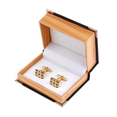 China Cufflink Gift Box Wood Cufflink Box Factory Wholesale High Gloss Piano Black Lacquer Pair Pairs for sale