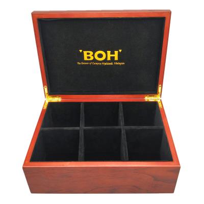 China Wholesale Popular 6 Compartments Hot Sale Handmade Matte Rosewood Tea Bags Gift Box for sale