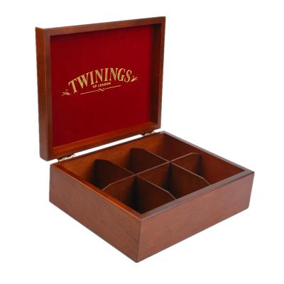 China Factory Wholesale Handmade Custom 6 Compartments Wooden Tea Packaging Box for sale