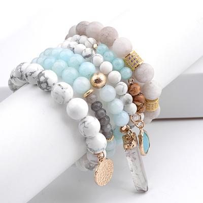 China Natural Vintage AromatherapyJewelry HealingCrystal Stack Bracelet Set, TasselJewelry, Gypsy and Boho Stone Druzy Amazonite Quartz for sale