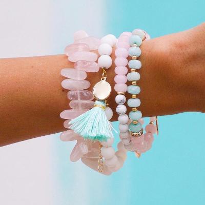 China BOHEMIA Bohemian Healing Casual Jewelry, Beautiful Natural Crystal Quartz Stone Trendy Stack Bracelets for Her Gifts for sale