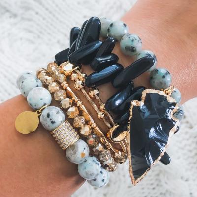 China BOHEMIA Gypsy and Boho Summer Tassel Jewelry, Turquoise Natural Stack Amethyst Druzy Agate Bracelet/Beaded Bracelet Set for sale