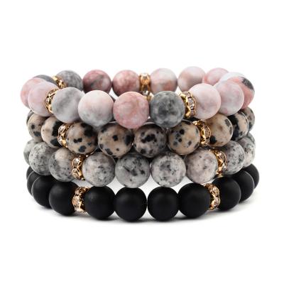 China BOHEMIA Women Trendy Natural Stone Jewelry, Rhinestone Rondelle Spacer Beads With Agate Quartz Elastic Bracelet for sale