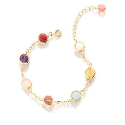 China European personalized colorful rainbow candy bracelet bead transfer crystal bracelet for sale