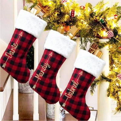 China Christmas Gift Personalized Buffalo Plaid Christmas Stockings, Stockings with Names, Monogrammed Buffalo Plaid Stockings for sale