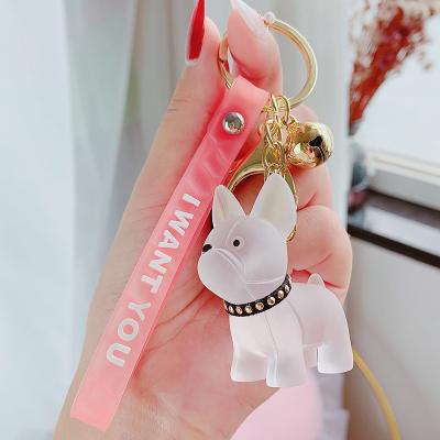 China Lovely Leather Rope Puppy Key Chain Puppy Key Chain Transparent Pendant Couples Gift European Style Cartoon Accessories for sale