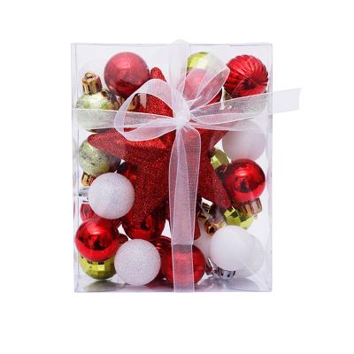 China Hot Sale 3cm 2021 New European Styles Colorful Christmas Ball Decorative Plastic Gift Box Sets Christmas Tree Pendants for sale