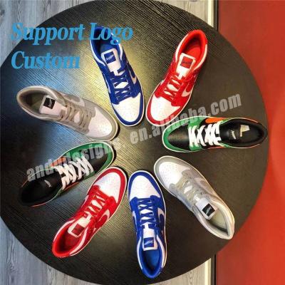 China Fashion Trend Genuine Leather Low Top Pro Logo Customization Men's Running Shoes High Quality Custom Made Sneakers for sale