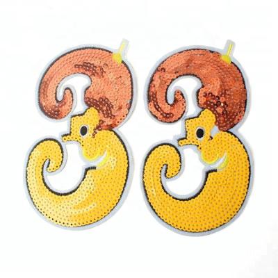 China Custom 3D Heat Transfer Letters Embroidery Fabric Appliques Sequin Patches For Ladies Dress for sale