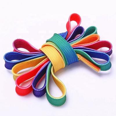 China Colorful Printed Stylish Popular Flat Custom Polyester Flat Shoe Laces For Sport for sale