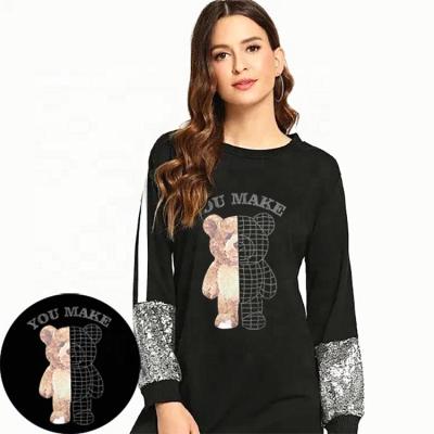 China Wholesale Custom Cute Bear Pointback Logo Iron On Rhinestone Transfer Designs For Apparel for sale