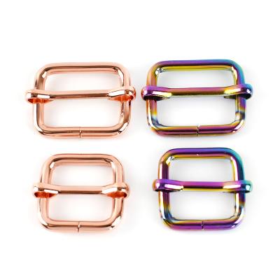 China Deepeel F2-12 20/25mm Handbag Hardware Accessories Rose Gold Slide Buckle Rainbow Color Adjustable Bag Strap Buckles for sale