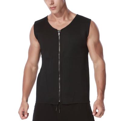 China 2021 Custom Antibacterial Neoprene Men's Sweat Vest Shaper Zipper Waist Trainer Fitness Vest Sauna Vest For Sale for sale