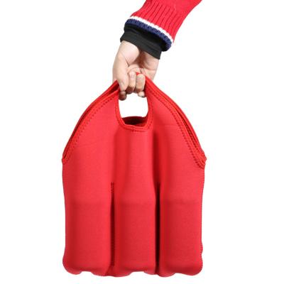 China 6 Pack Bottle Carrier Beer Bottle Wine Bag Can Carrier Tote Neoprene Beer Cooler Bag Insulated Wine Beer Bag for sale