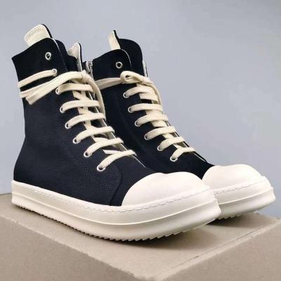 China Women mens womens casual new fashion trend plus size casual flat canvas rose high Martin boots wrap shoes Riick Owens for sale