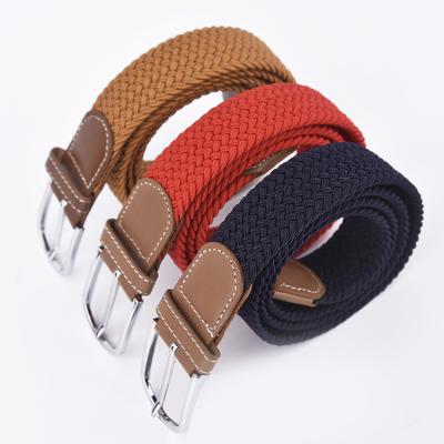 China Fashion Metal Buckle Durable Elastic Woven Multicolor Sports Style Colorful Elastic Braided Belt for sale