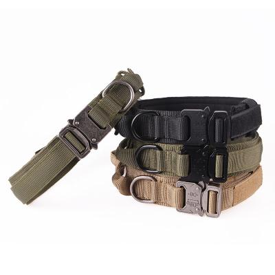 China Lights Large and Medium Dog Collars Tow Adjustable Tactical Dog Collar With OEM Custom Logo for sale