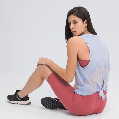 China 2021 Summer New Spring T-shirt And Yoga Vest Europe And America Loose Breathable Loose Sleeveless Blouse Running Fitness Link for sale