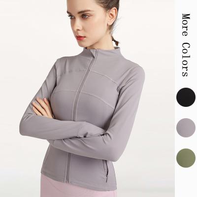 China Fashion Breathable Cross Bare Long Sleeve Lulu Quick Dry Fitness Use Running Yoga Coat Zipper Sports Top Blouse For Women for sale