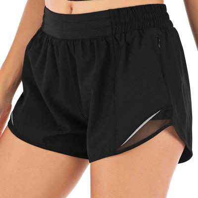 China Breathable Mesh Splicing Breathable Sports Shorts For Women Running Pants Anti-exposure Yoga Five-point Pants Rig Two Pieces Gym Shorts for sale