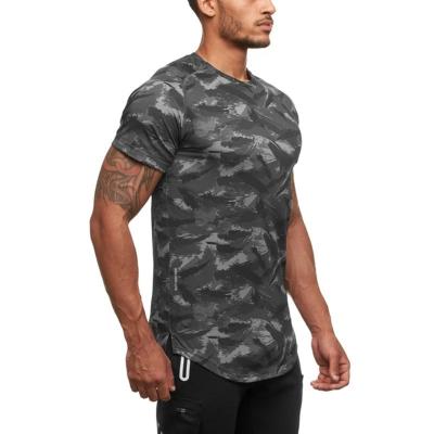 China Muscle Brothers Summer Round Collar Sports Fitness Camouflage T-shirt Breathable Men Sweat Training Short Sleeve Manufacturers Direct Sales for sale