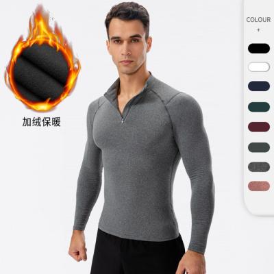 China Lulu Frontier Men's Winter Fitness Wear Breathable T-Shirt Plus Velvet Warm Outdoor Jogging Training Cycling Tops for sale