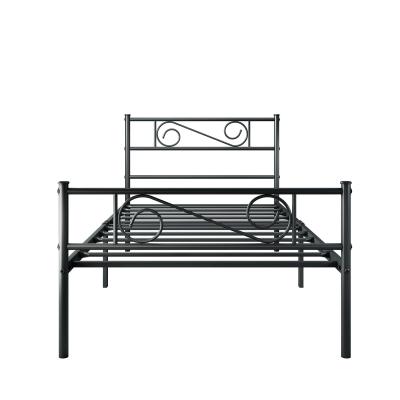 China Easy Assembling Steel Slat Design Metal Bed Frame Twin Platform Bed Heavy Duty Double Beds For Kids Adults Student White for sale