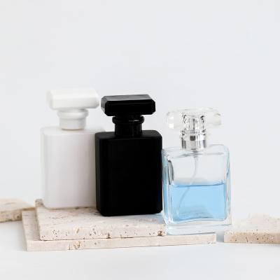 China Cosmetic Spray Glass Bottle 100Ml Frosted Glass Perfume Bottles , Square Perfume Bottle 30Ml for sale