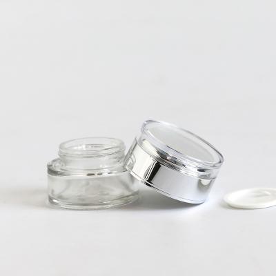 China 5G 10G 15G 20G 30G 100G Luxury Cosmetic Glass Jar, Custom Cosmetic Glass Jar Acrylic Lid for sale