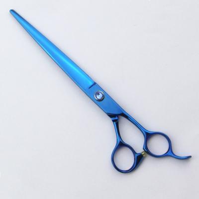 China Pet Shops 8.5 Inch Pet Grooming Scissors With Blue Titanium Coating for sale