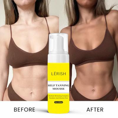 China New Private Label Lerish Organic Man Fake Self Tanning Foam Face And Body Tanning Tanning Mousse for sale