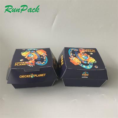 China Custom Food Grade Disposable Paper Hamburger Box To Go Boxing For Fast Food for sale