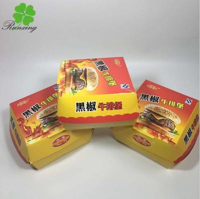 China Eco Friendly Disposable Hamburger Paper Hamburger Holder Recycled Takeout Boxes Biodegradable for sale