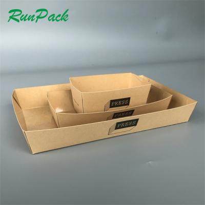 China Disposable Kraft Paper Boxes Packaging Kraft Food Paper Tray for sale