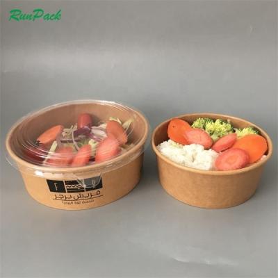 China Disposable Handmade Salad Bowl Take Away Wrapping Paper Ice Cream Bowl Paper With PET Lid Wrapping Paper Soup Paper Bowl for sale