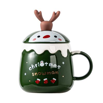 China Wholesale Bulk 3D Cartoon Deer Christmas Stocked Ceramic Animal Gifts Mug Coffee Breakfast Milk Mug With Handle Coffee Mugs Set for sale