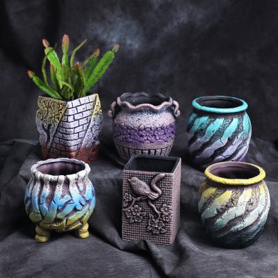 China Hot Sale CLASSIC Home Succulent Decoration Bonsai Landscape Garden Green Plant Pot Pottery Clay Flowerpot Amazon Desktop Ceramic Planter for sale