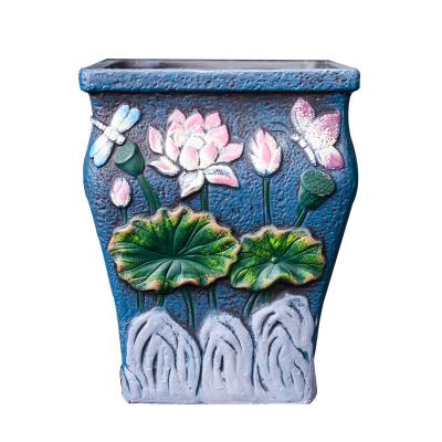 China CLASSIC Tall Ceramic Flowerpot Green Plant Succulent Pots Garden Potted Planter Retro Vase Style Breathable Pastoral Office Decor for sale