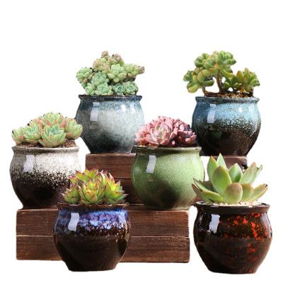 China Modern Fleshy Flower Pot Set Plant Creative Ceramic Succulent Pot Wholesale Home Gardening Desktop Decorative Planter Small for sale