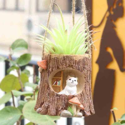 China Modern Wholesale Creative Resin Animal Flower Pots Hanging Cat Dog Fox Deer Succulents Planter for sale